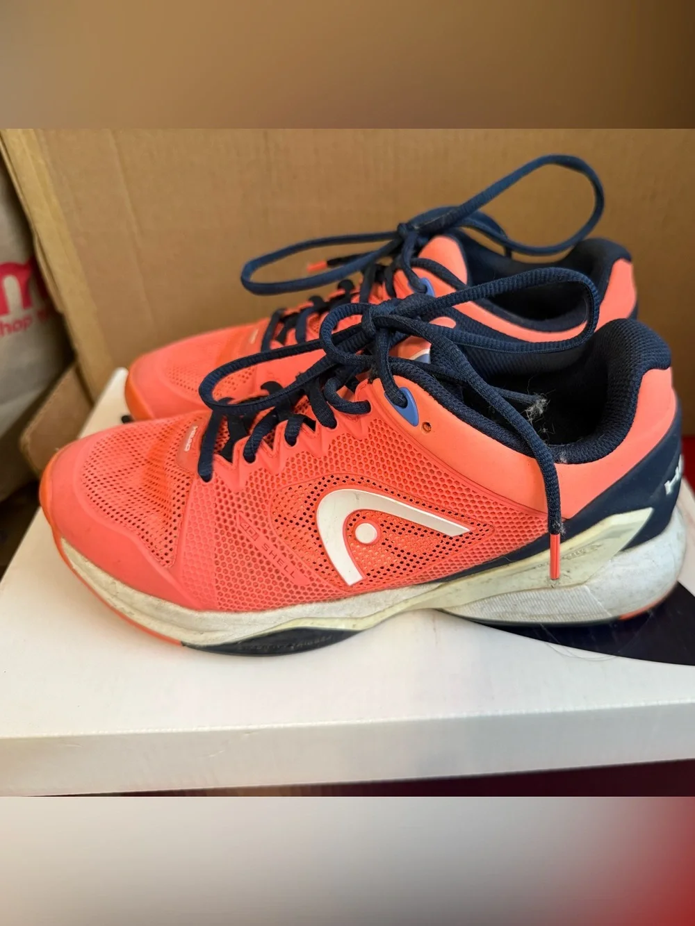 HEAD Revolt Pro 4.0 Women's Tennis Shoes Coral Pink/Navy Size 7.5